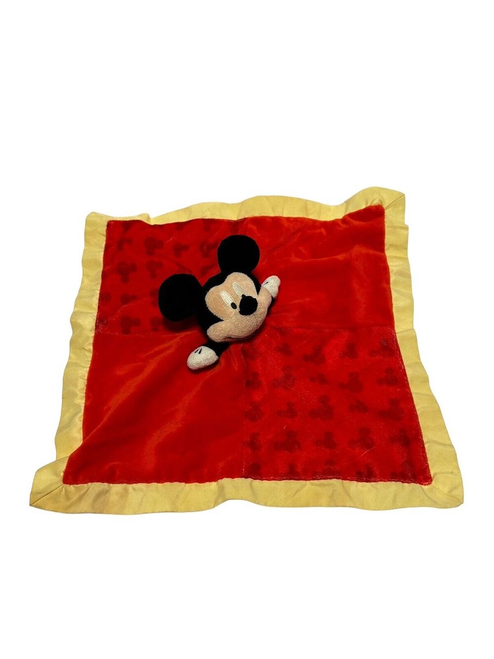 Disney Baby Mickey Mouse Security Blanket Lovey Red Yellow Crinkle Ear Satin